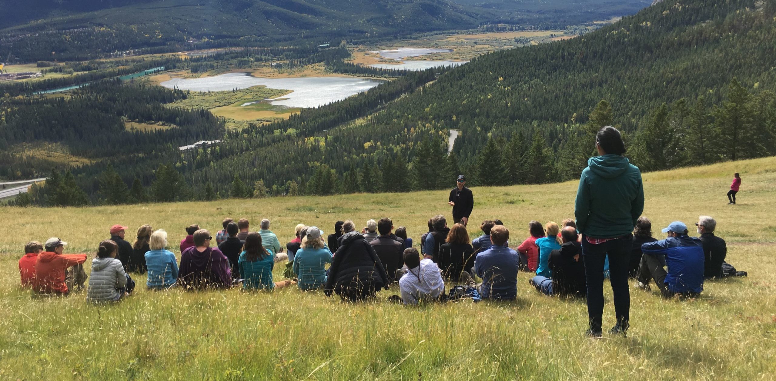 Y2Y staff attend a meeting overlooking Banff