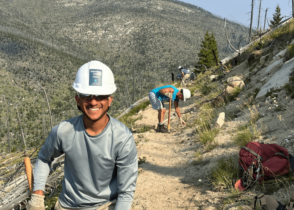 Several volunteers working on trail maintenance in western Montana