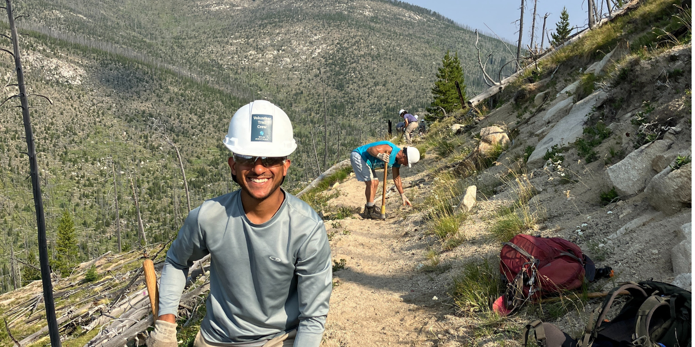 Several volunteers working on trail maintenance in western Montana